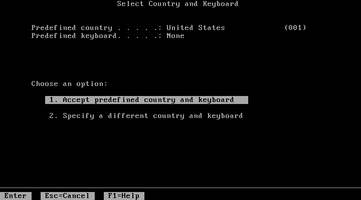 MS-DOS 4.01 Select Country and Keyboard