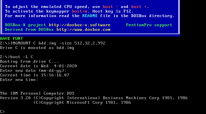 PC DOS 3.2 Boot from HDD