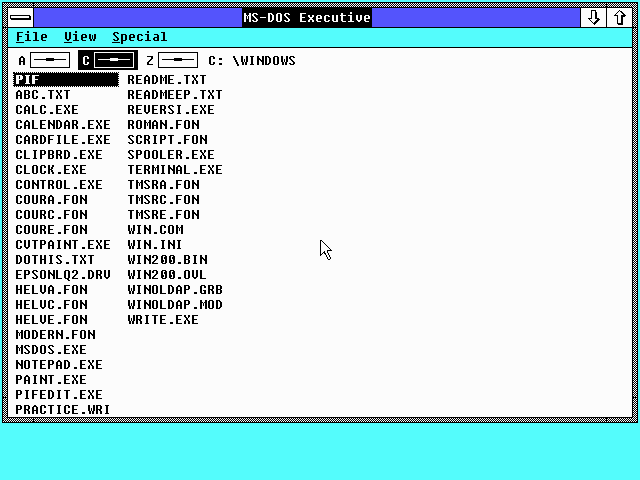 Windows 2.03 MS-DOS Executive
