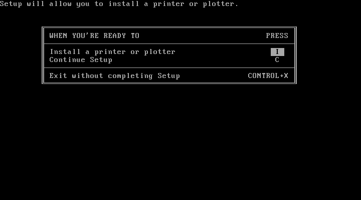 Windows 2.03 SETUP printer