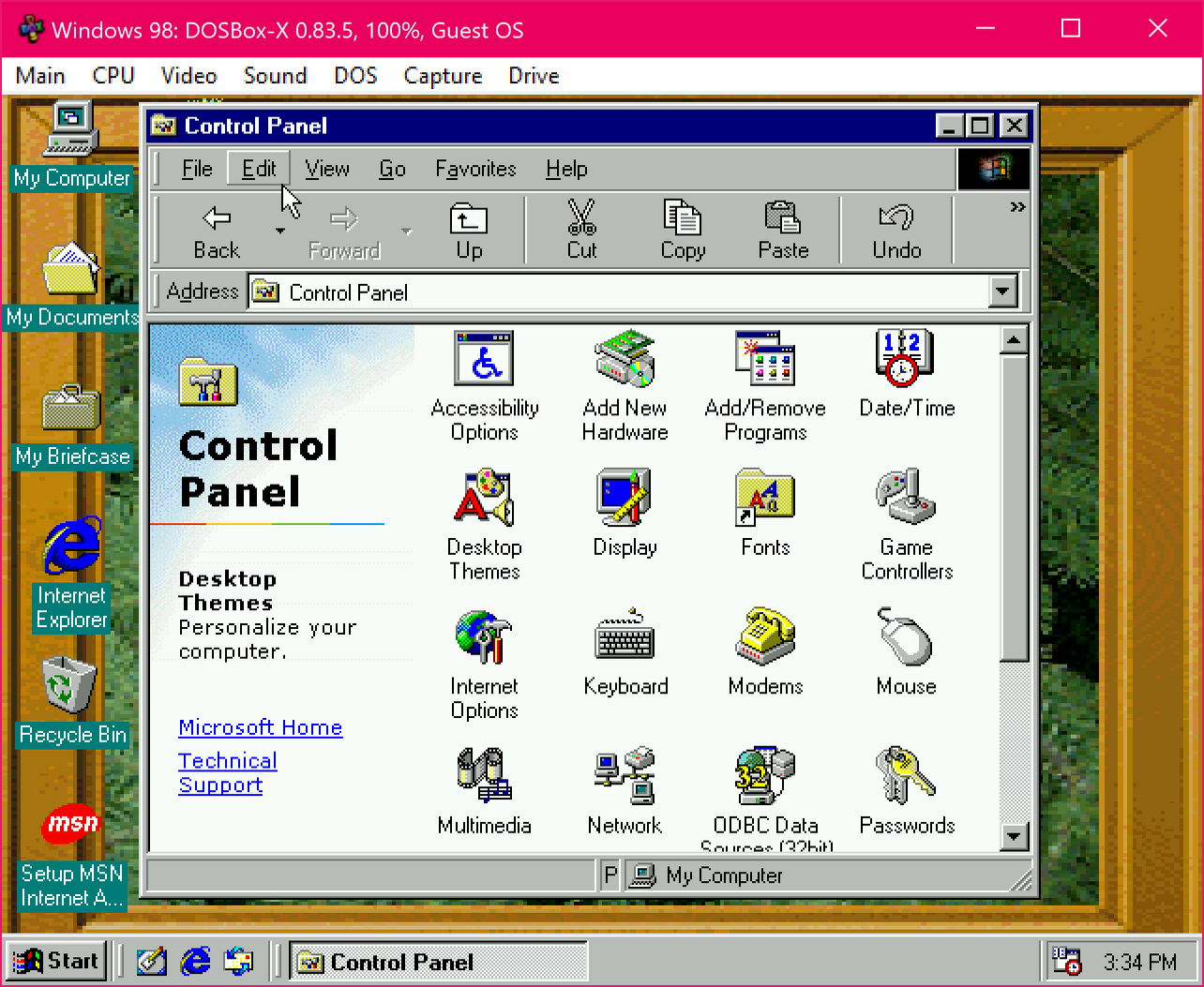 Windows 98 guest running in DOSBox-X