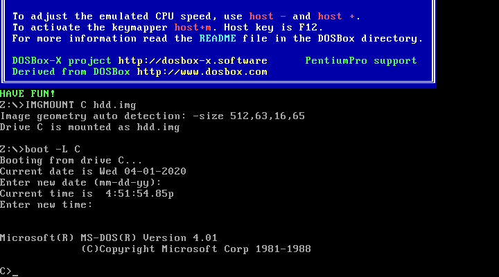 MS-DOS 4.01 HDD Boot