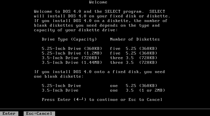 MS-DOS 4.01 Installer welcome screen
