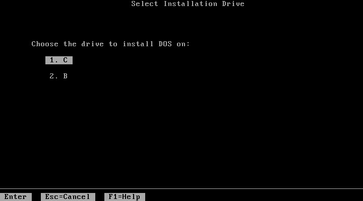 MS-DOS 4.01 Select Installation Drive