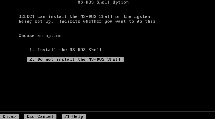 MS-DOS 4.01 MS-DOS Shell Option
