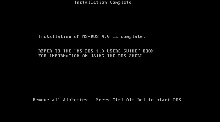 MS-DOS 4.01 Installation Complete