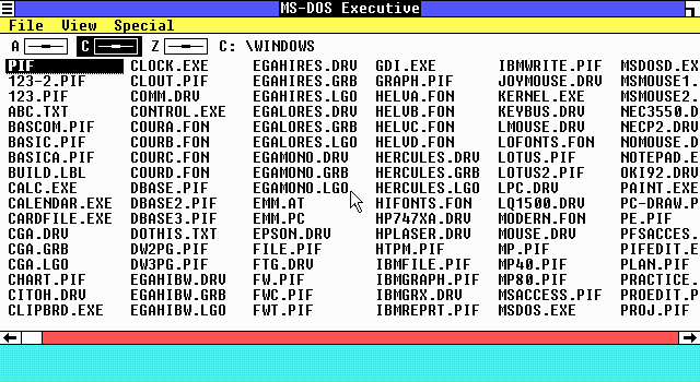 Windows 1.01 MS-DOS Executive