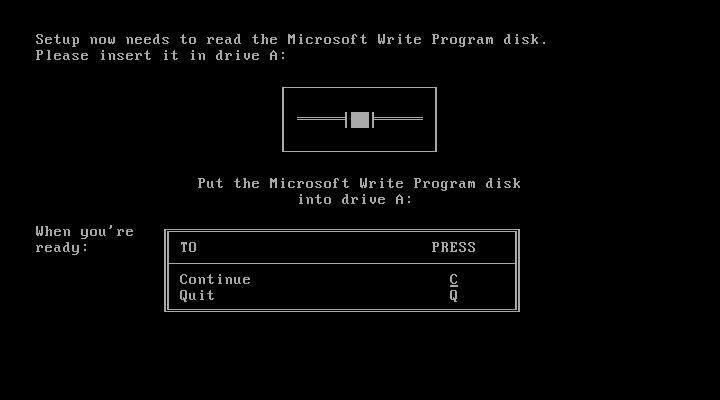 Windows 1.01 SETUP Write Program Disk