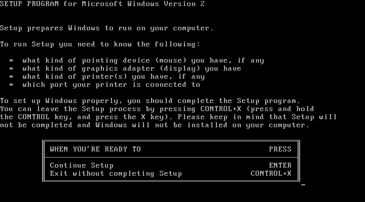 Windows 2.03 SETUP