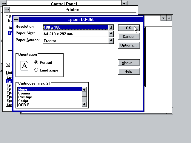 Windows 3.1 Epson setup