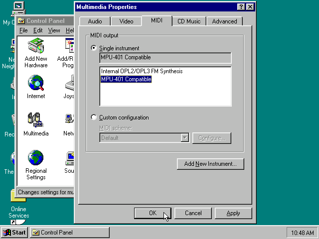 Windows 95 MIDI setup