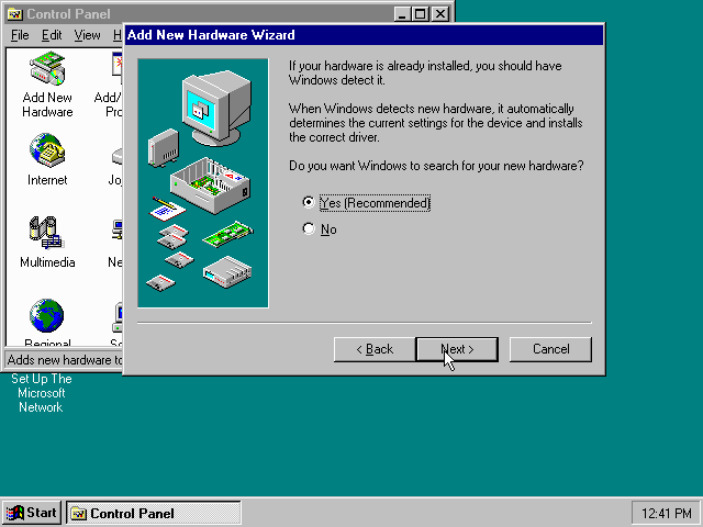 Windows 95 - Add New Hardware Wizard