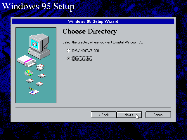 Windows 95 SETUP.EXE Select Directory